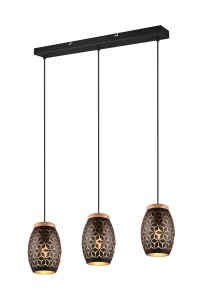BIDAR lampa nad stół abażury metalowe czarno-złote z wyciętymi wzorami 3xE27