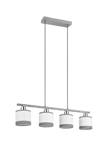 DAVOS lampa wisząca abażury biało-szare 4xE14 wykończenie chrom