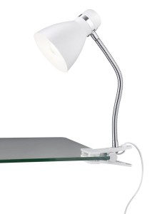 HARVEY lampa z klipsem retro biała chrom regulowana 1xE27