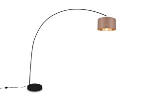 MANSUR 419200141 czarna lampa podłogowa na łuku z szarym abażurem 1xE27