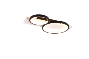 MEDERA 643810232 lampa sufitowa białe drewno z dwoma czarnymi ringami LED 26W