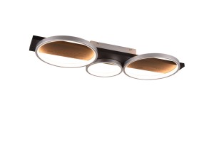MEDERA 643810387 lampa sufitowa czarne drewno z trzema tytanowymi ringami LED 33W