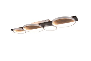 MEDERA 643810487 lampa sufitowa czarne drewno z czterema tytanowymi ringami LED 44W