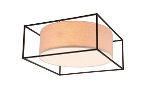 ROSS 603100344 plafon 3xE27 beżowy abażur w czarnej metalowej ramie