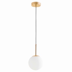 FREDICA D15 lampa wisząca złota klosz kula mleczna fi 15cm E27
