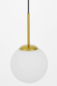FREDICA D20 lampa wisząca mosiądz klosz kula mleczna fi 20cm E27
