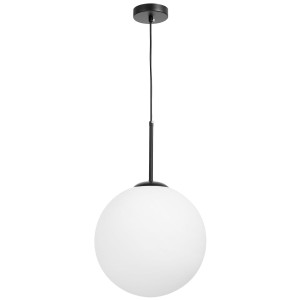 FREDICA D30 lampa wisząca czarna klosz kula mleczna fi 30cm E27