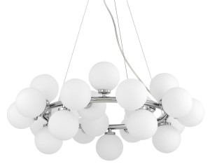 MARSIADA W25 duża lampa wisząca chrom ring z białymi kulami 25xG9