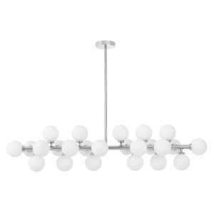 PETRICA W24 minimalistyczna lampa wisząca chrom z białymi szklanymi kulami 24xG9