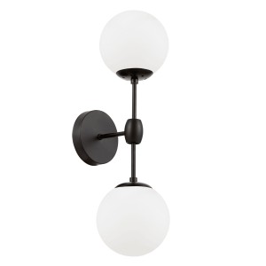 ZODIAK W2 kinkiet czarny loft klosze szklane mleczne 2xE27