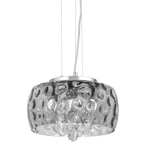RUBINA D30 lampa wisząca szklana chromowana z wisiorkami fi 30cm 4xG9