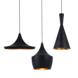 FOGGI TRIO lampa wisząca na listwie czarna loft różne klosze 3xE27