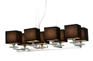 FIANELO lampa wisząca nad stół chrom z czarnymi abażurami 8xE14