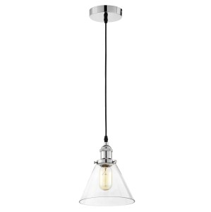 NUBI W1 lampa wisząca loft chromowana klosz przezroczysty E27