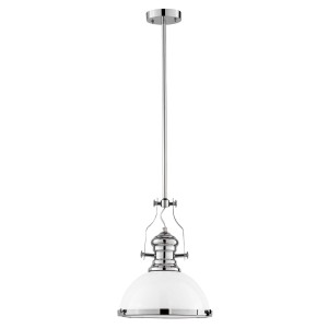 ETTORE lampa wisząca loftowa biała z chromem E27