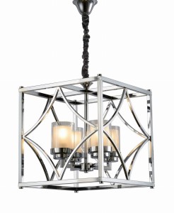QUADRATO lampa chromowana loft szklane klosze tuby 4xE27
