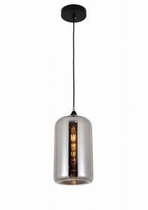 MONTI lampa wisząca szklana klosz dymiony od spodu wklęśnięty E27