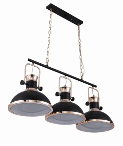 BATORE W3 lampa wisząca loft na listwie czarny/złoty 3xE27