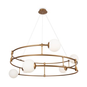 BALANCE nowoczesna lampa wisząca złota fi 81cm klosze kule 6xG9