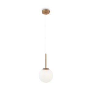 BASIC FORM lampa wisząca złota klosz biała kula fi 18cm E14