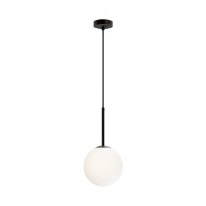 BASIC FORM lampa wisząca czarna klosz biała kula fi 20cm E14
