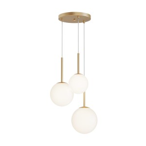BASIC FORM lampa wisząca potrójna złota klosze kule białe 3xE14
