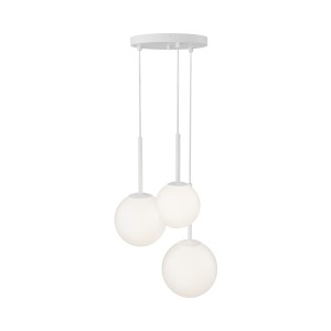 BASIC FORM lampa wisząca potrójna biała klosze kule białe 3xE14