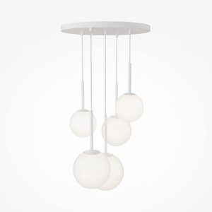 BASIC FORM lampa wisząca duża biała klosze białe kule 5xE14