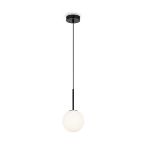 BASIC FORM lampa wisząca czarna klosz biała kula fi 15cm E14