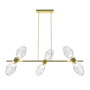 COCTAIL TIME lampa nad stół złota z kloszami w kształcie bryłek lodu 6xG9