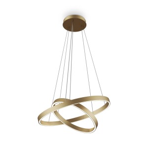 RIM LED 61W 3000K lampa wisząca fi 60cm mosiądz podwójny ring