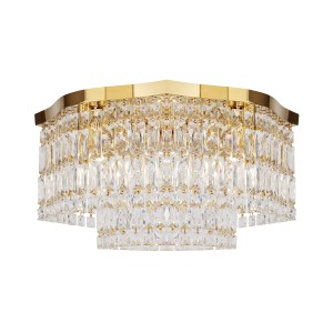 DUNE lampa sufitowa złota z wisiorkami kryształowymi 6xE14