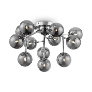 DALLAS lampa sufitowa chrom klosze dymione 12xG9