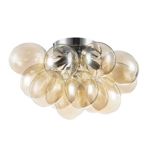 BALBO lampa sufitowa fi 38cm klosze koniakowe kiść winogron wykończenie nikiel 4xG9