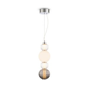 COLLAR LED 17W 3000K zwis ze szklanych kul o różnych rozmiarach z wewnętrznym podświetleniem wykończenie chrom