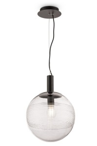 PERLAS lampa wisząca kula transparentna fi 28,5cm wykończenie czarne 1xE27