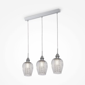 BLUES lampa wisząca nad stół szklana z wisiorkami ze szkła przezroczysta 3xE14