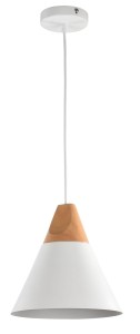 BICONES zwis metalowy biały z drewnem fi 22cm 1xE27
