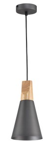 BICONES zwis metalowy szary z drewnem fi 14cm 1xE27