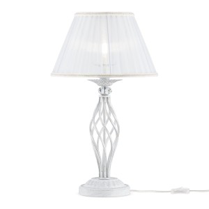 GRACE biało-złoty 1xE14 lampa nocna z kryształem abażur biały