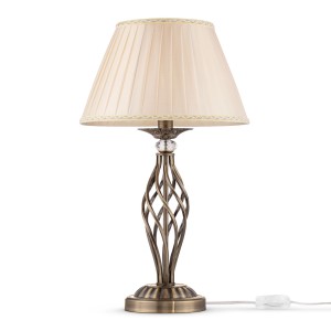 GRACE kolor mosiądzu 1xE14 lampa nocna z kryształem abażur krem