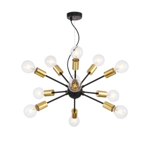 JACKSON lampa wisząca loft czarno-złota fi 75cm 12xE27