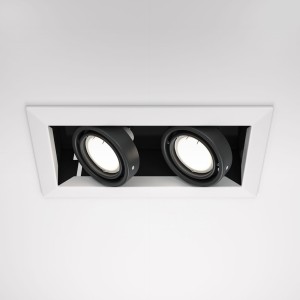 METAL MODERN 2xGU10 ramka biała puszka czarna regulowana oprawa wpuszczana