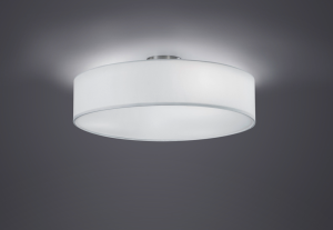 Lampa sufitowa Hotel nikiel mat/biel 3x60W 50cm tkanina