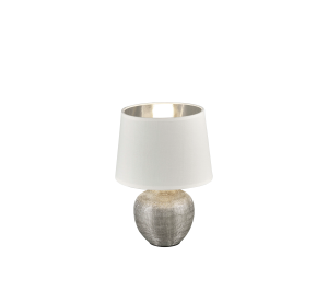 LUXOR lampa stołowa srebrna mała abażur biało-srebrny 1xE14
