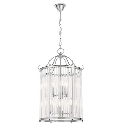 BOSTON W6 lampa wisząca chrom klosz szklane rureczki 6xE14