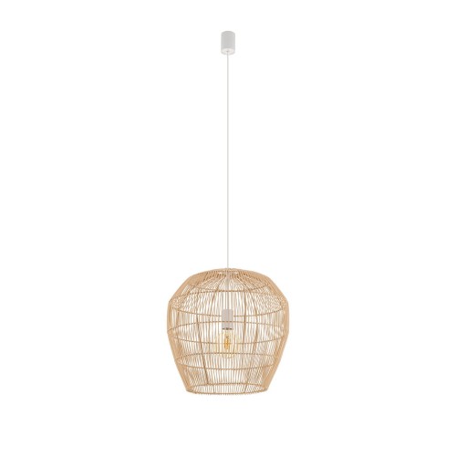 HAITI S bambusowa lampa wisząca fi 43cm 1xE27 wykończenie białe styl boho 