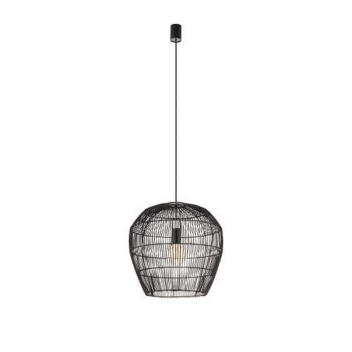 HAITI S czarna bambusowa lampa wisząca fi 43cm wykończenie czarne  1xE27 styl boho 
