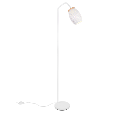 BIDAR R41571031 lampa stojąca abażur metalowy biały z wyciętym wzorem 1xE14