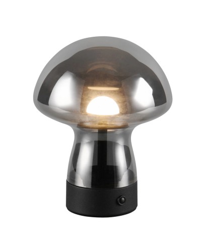DOOLEY R54981154 lampa stołowa grzyb z dymionego szkła LED 1,5W ładowana USB-C 